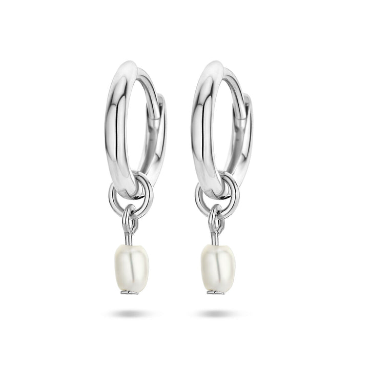 oorringen parel zilver gerhodineerd