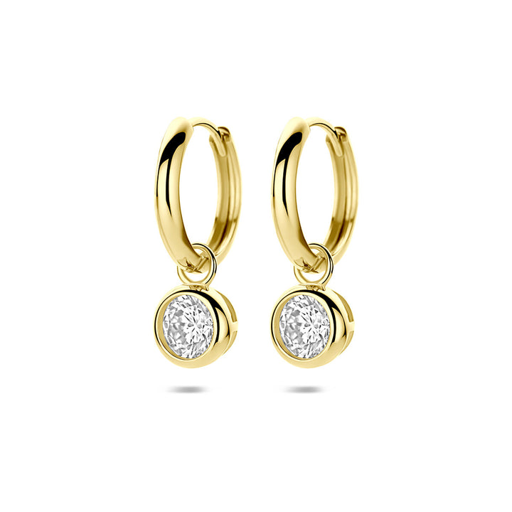 14k geelgouden oorringen met zirkonia – dames