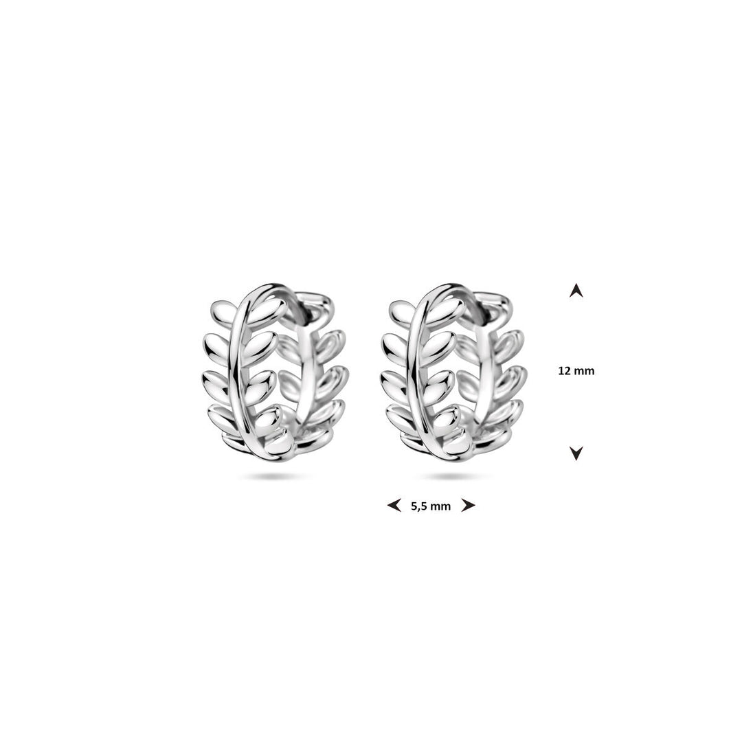 klapoorringen bladeren 12 mm zilver gerhodineerd