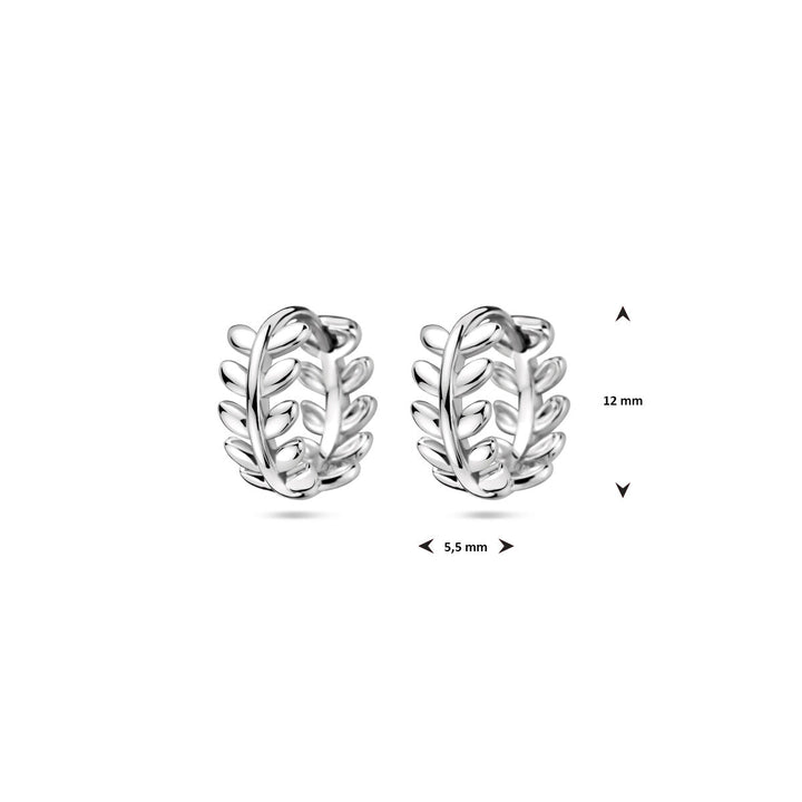 klapoorringen bladeren 12 mm zilver gerhodineerd