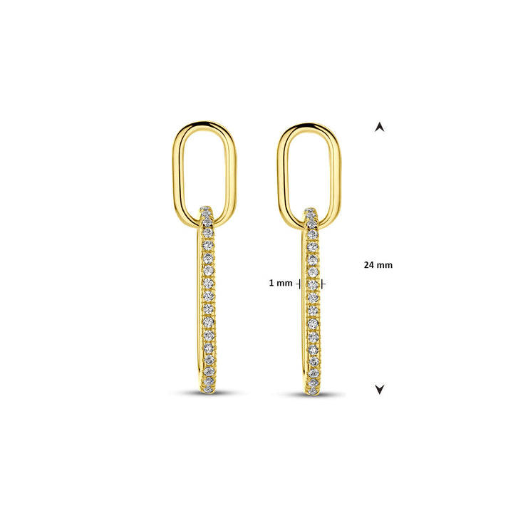 oorhangers zirkonia 24 mm 1 micron zilver verguld (geel)