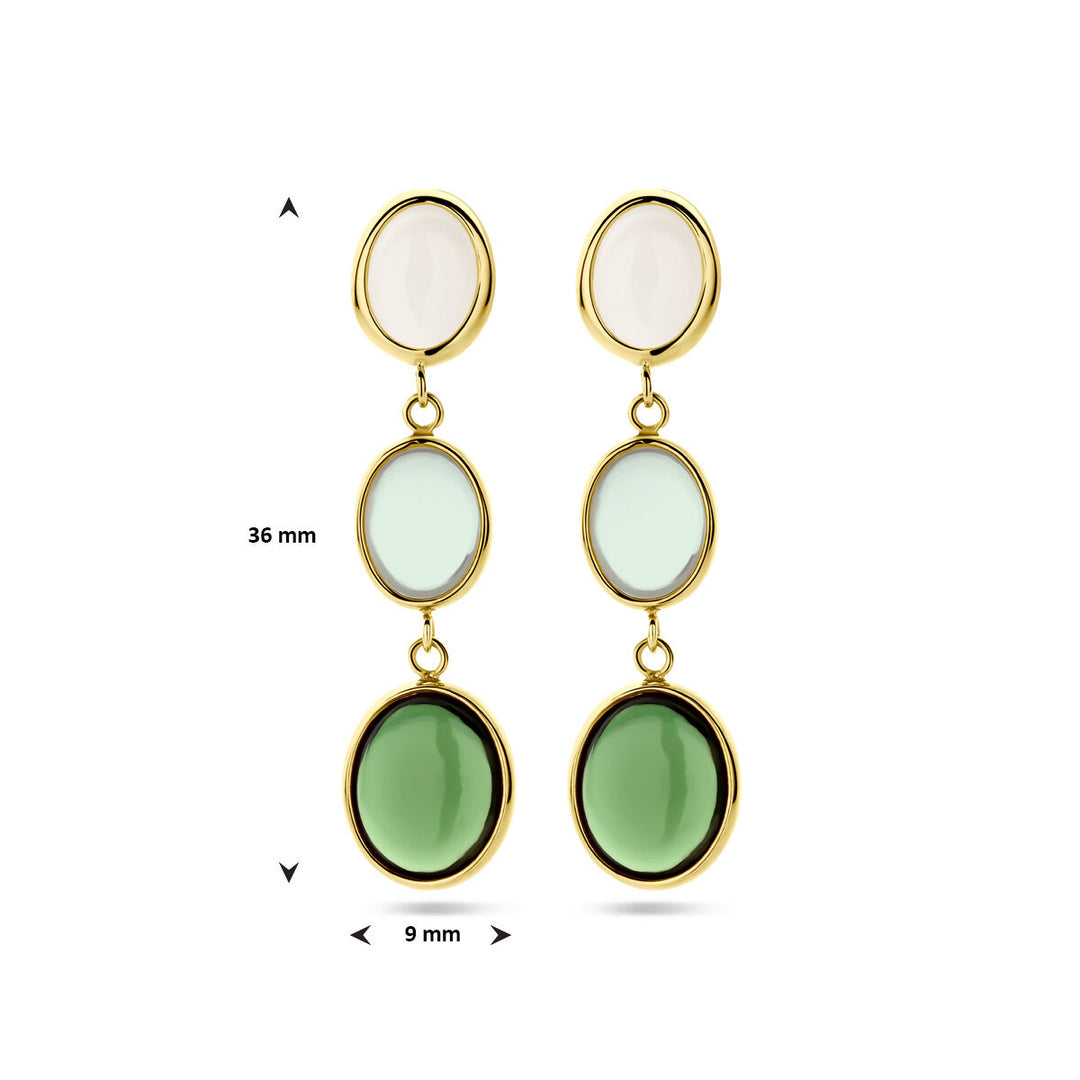 earrings natural colored stones 14K yellow gold