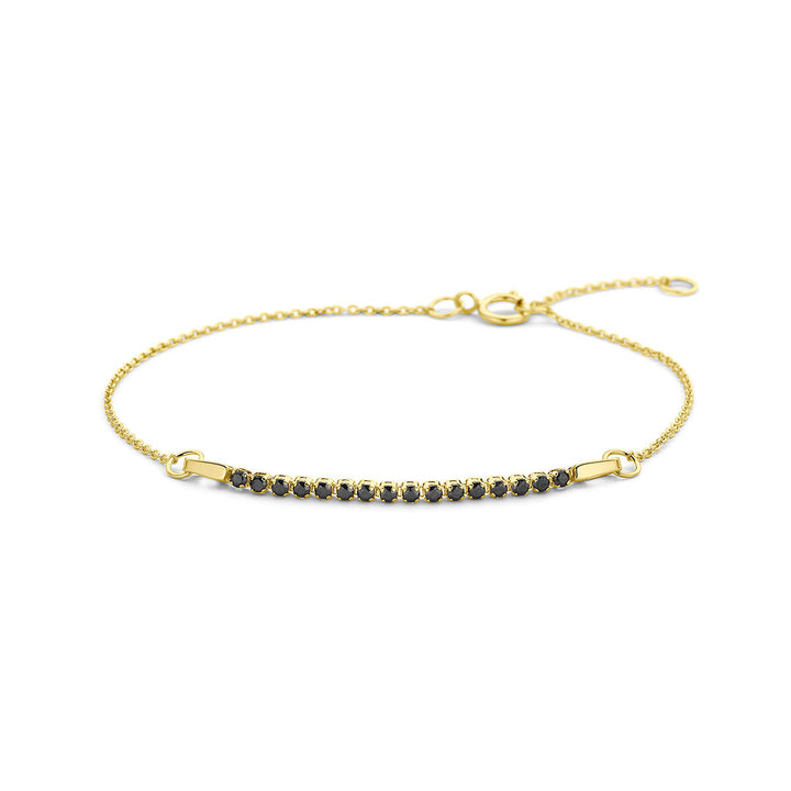 bracelet black spinel 16 - 18 cm 14K yellow gold