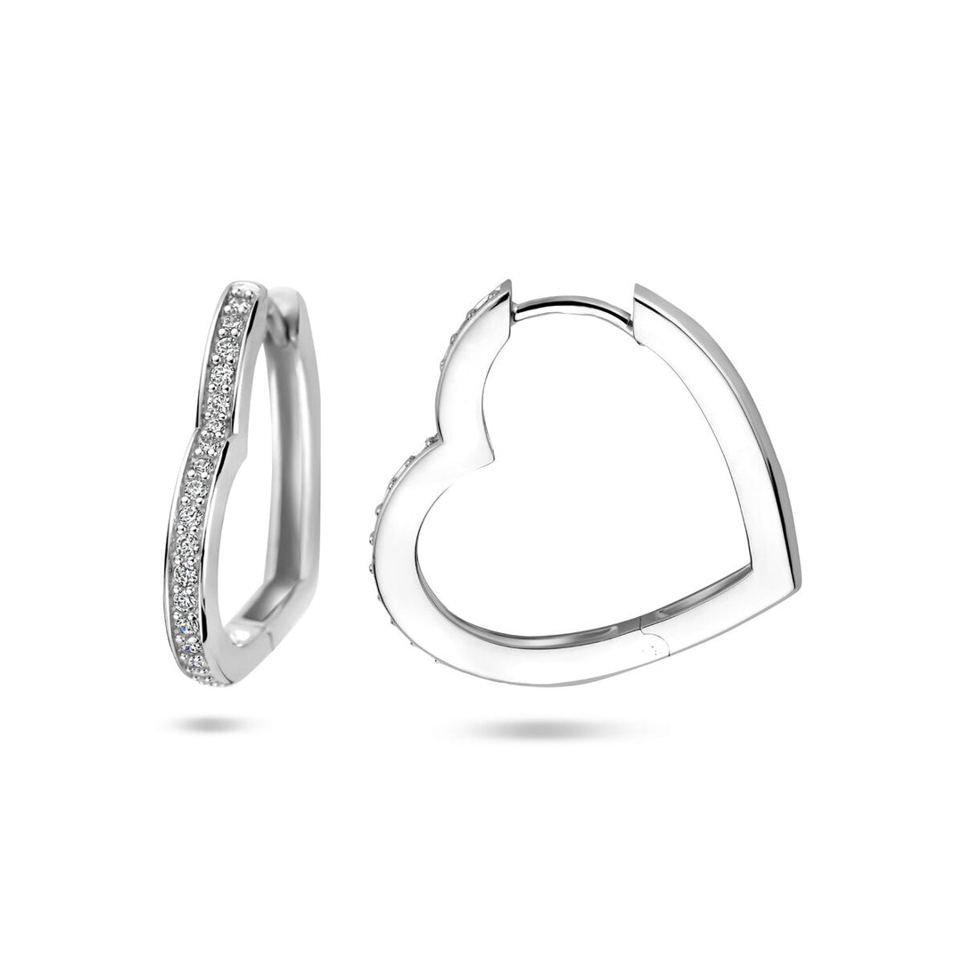 klapoorringen hart zirkonia 21 mm zilver gerhodineerd
