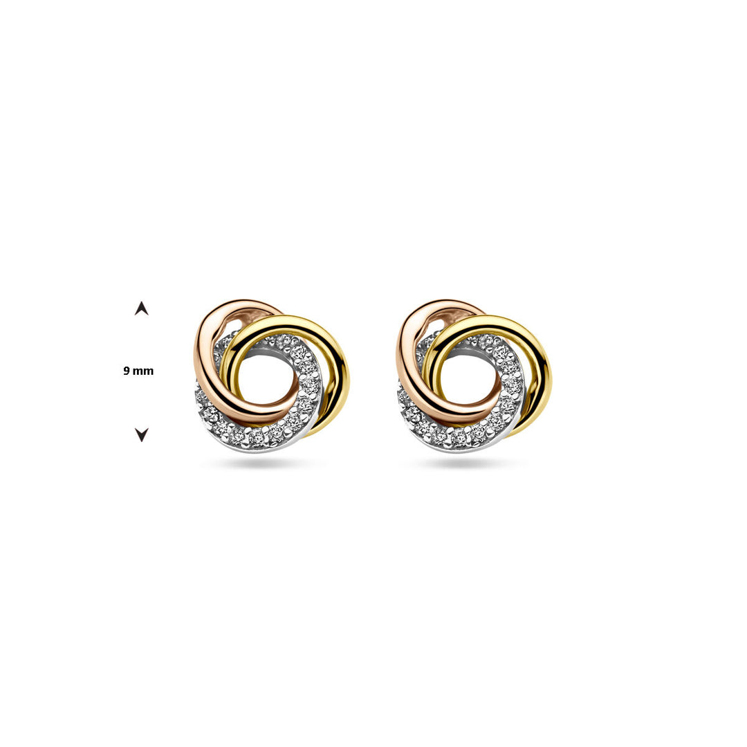 oorknoppen 9 mm 14K tricolor goud