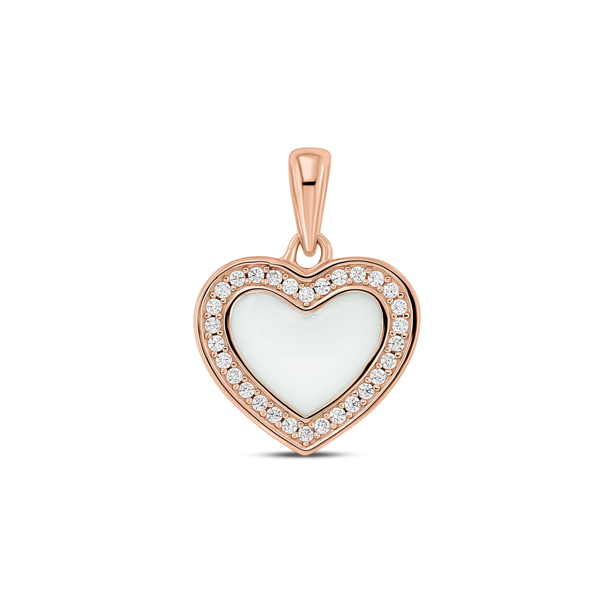 De Demi | AsHanger massief | Zirkonia van Juwelier van der Kooij is een hartvormige hanger met een roségouden rand, een witte kern, een sprankelende zirkonia rand en een bijpassend hangeroog. Inclusief verzendkit voor eenvoudige verzending.