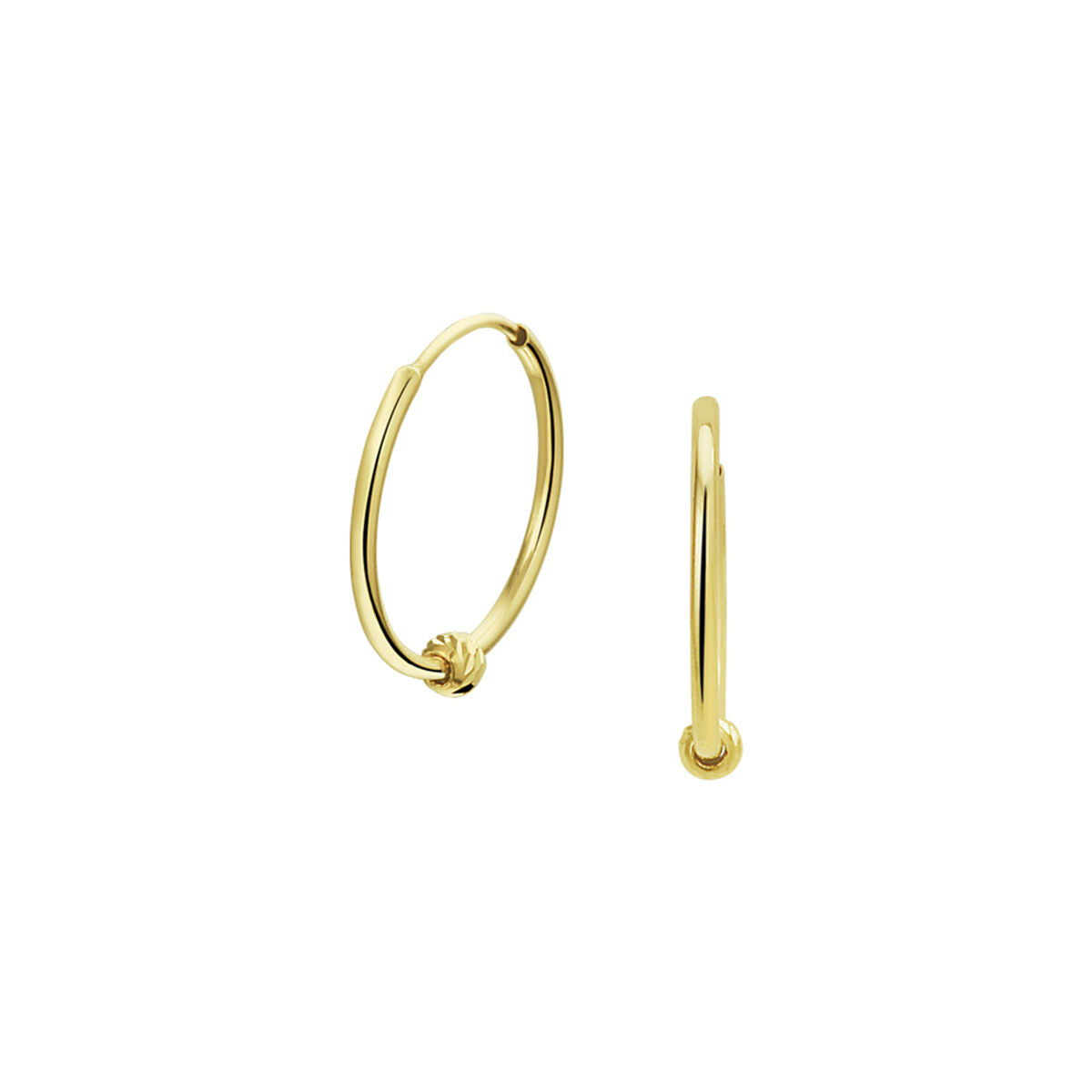 Oorringen van 14K geelgoud met een bolletje, eenvoudig en tijdloos ontwerp.