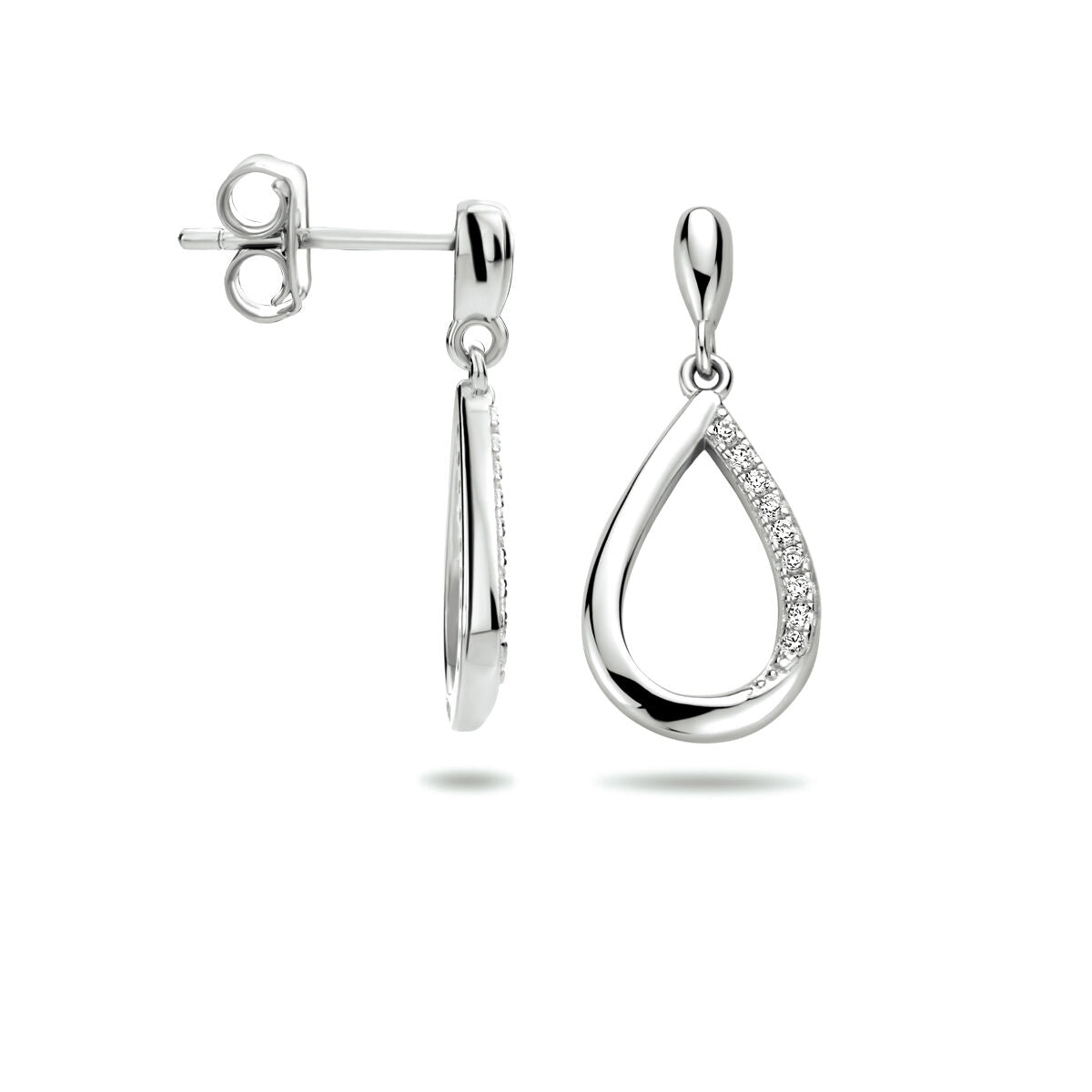 earrings drop zirconia silver rhodium plated