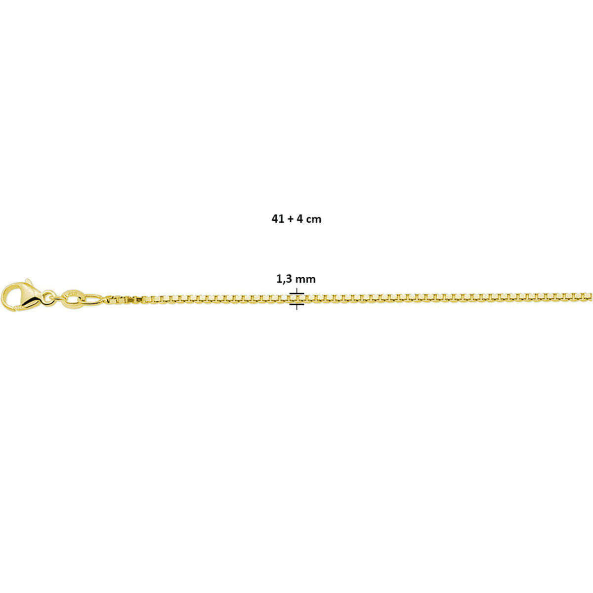 necklace venetian 1.3 mm 41 + 4 cm 3 micron silver gold plated (yellow)