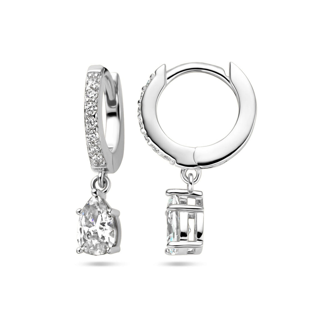 klapoorringen zirkonia zilver gerhodineerd
