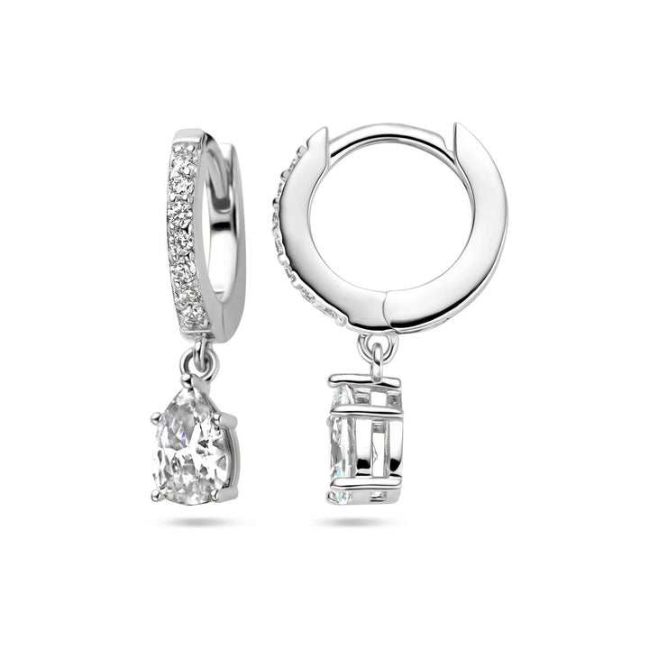 klapoorringen zirkonia zilver gerhodineerd
