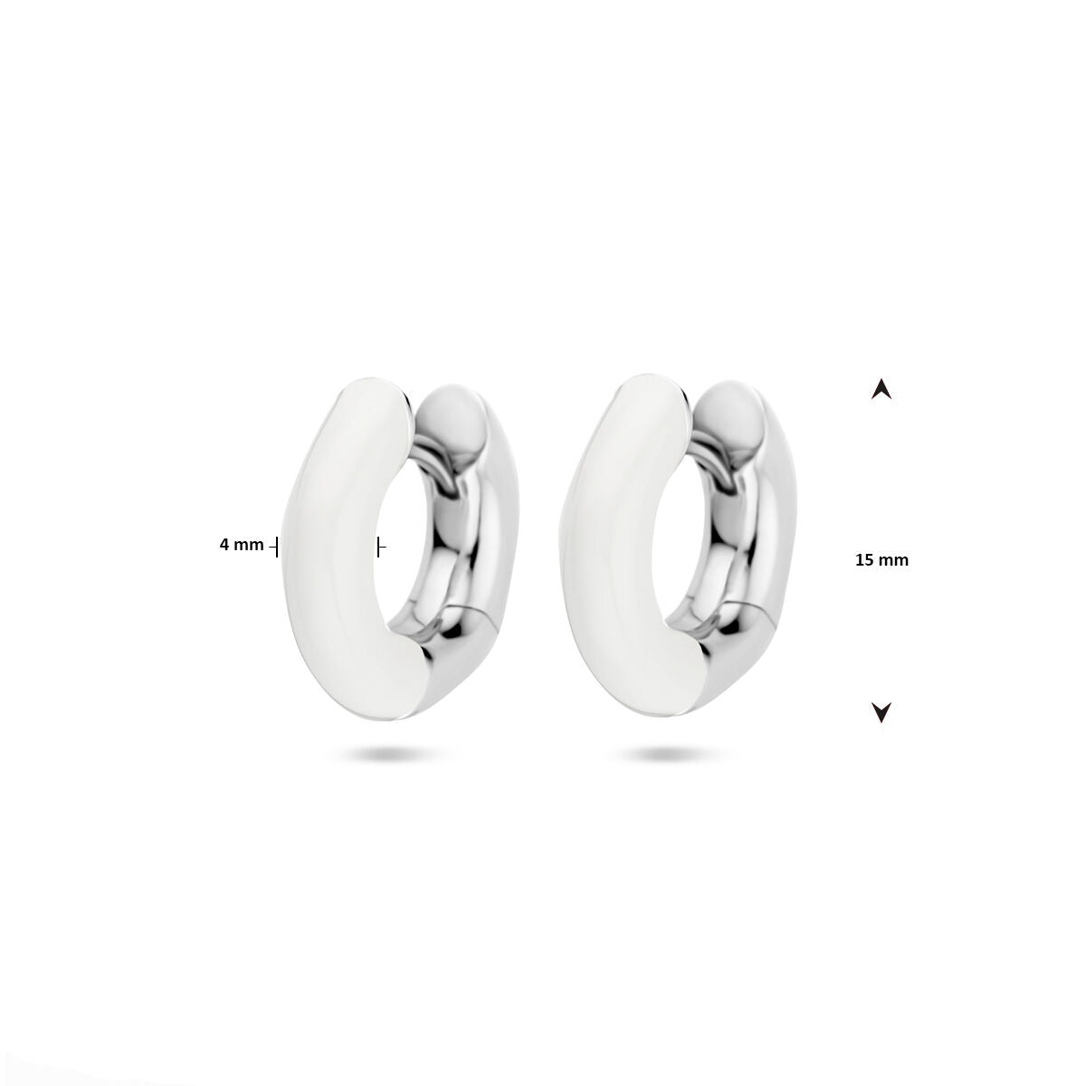 klapoorringen wit emaille 4 mm zilver gerhodineerd