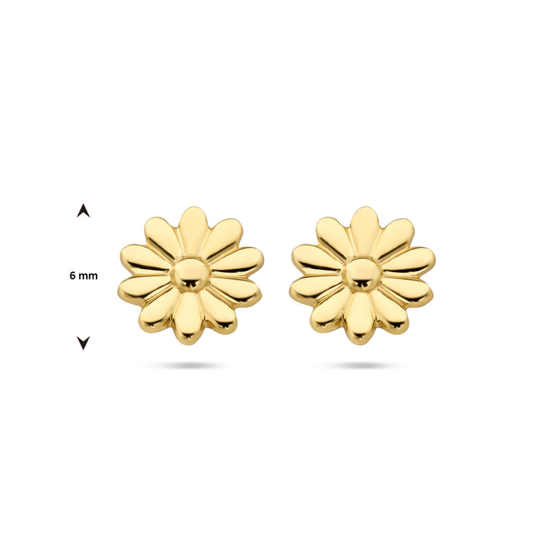 flower stud earrings 14K yellow gold