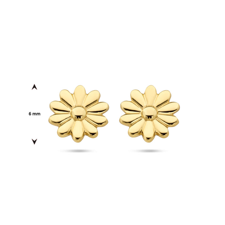 flower stud earrings 14K yellow gold