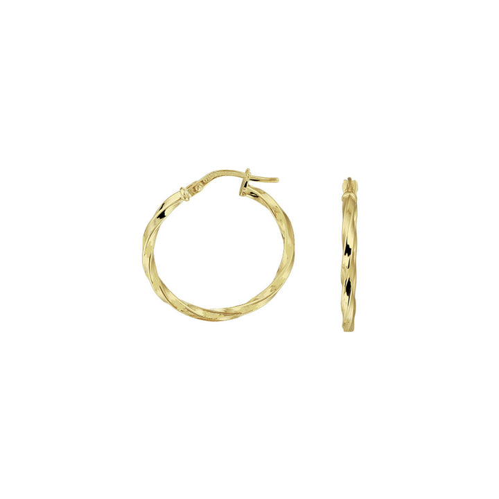 earrings twisted tube 2.0 mm Zilgold (yellow gold with silver core)