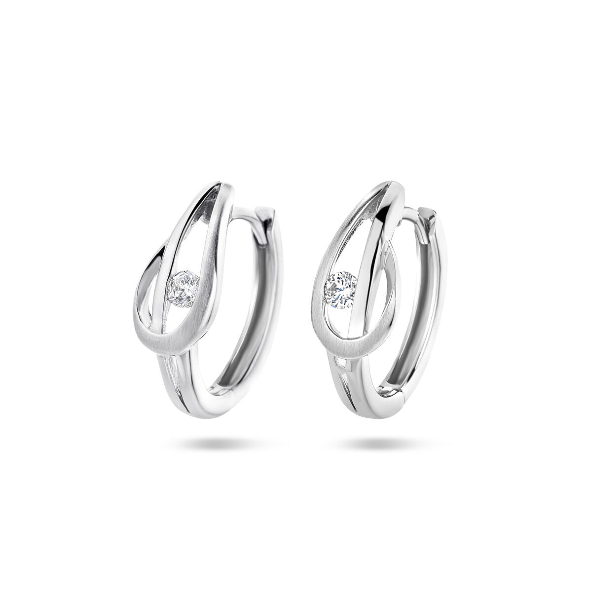 drop earrings zirconia poly/matte silver rhodium plated