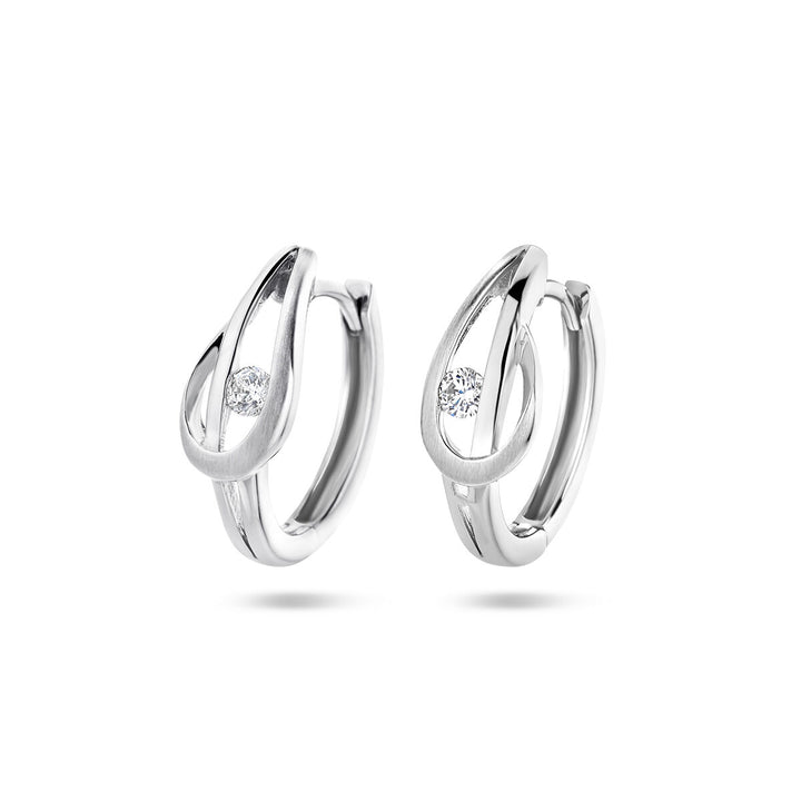 drop earrings zirconia poly/matte silver rhodium plated