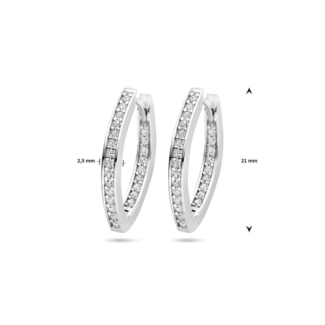 klapoorringen zirkonia 21 mm zilver gerhodineerd