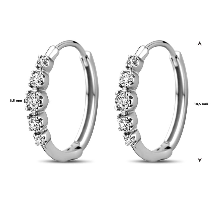 klapoorringen zirkonia 18,5 mm zilver gerhodineerd