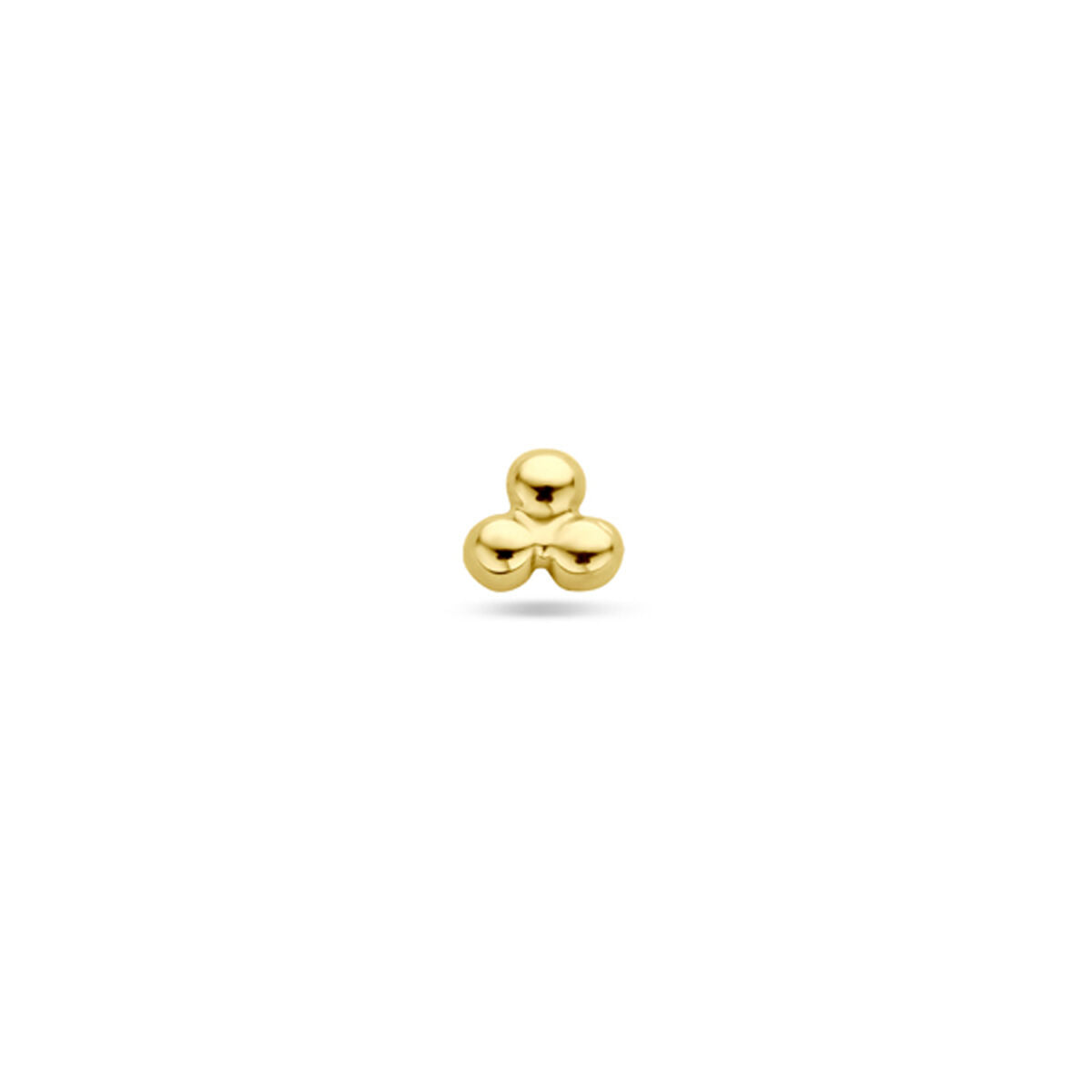 Flat back piercing met bolletjes van 3 mm in 14K geelgoud.
