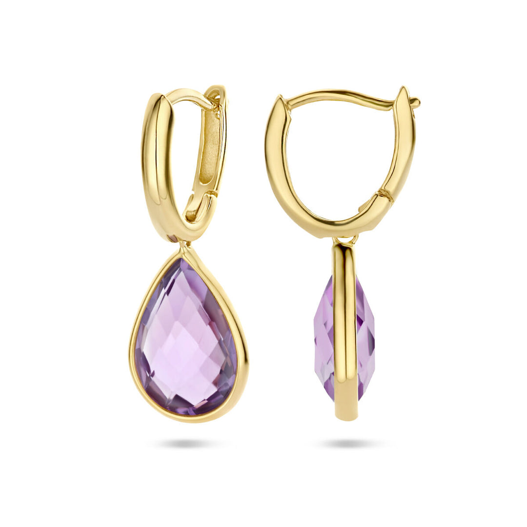 drop earrings amethyst 14K yellow gold