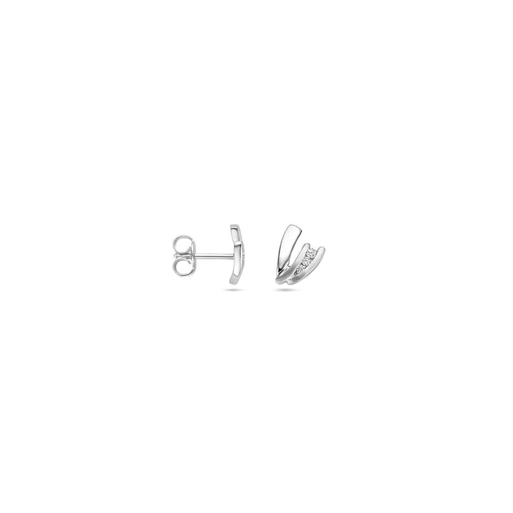 ear studs zirconia silver rhodium plated