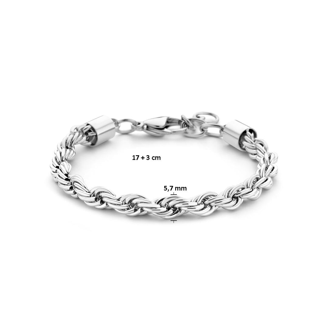 armband koord 5,7 mm 17 + 3 cm edelstaal