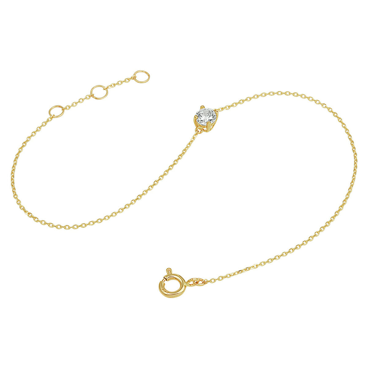 Van der Kooij Collectie Gouden armband dames zirkonia 14K: verfijnde 14k geelgouden armband met een kleine, peervormige zirkonia centraal en verstelbare sluiting voor perfecte pasvorm.