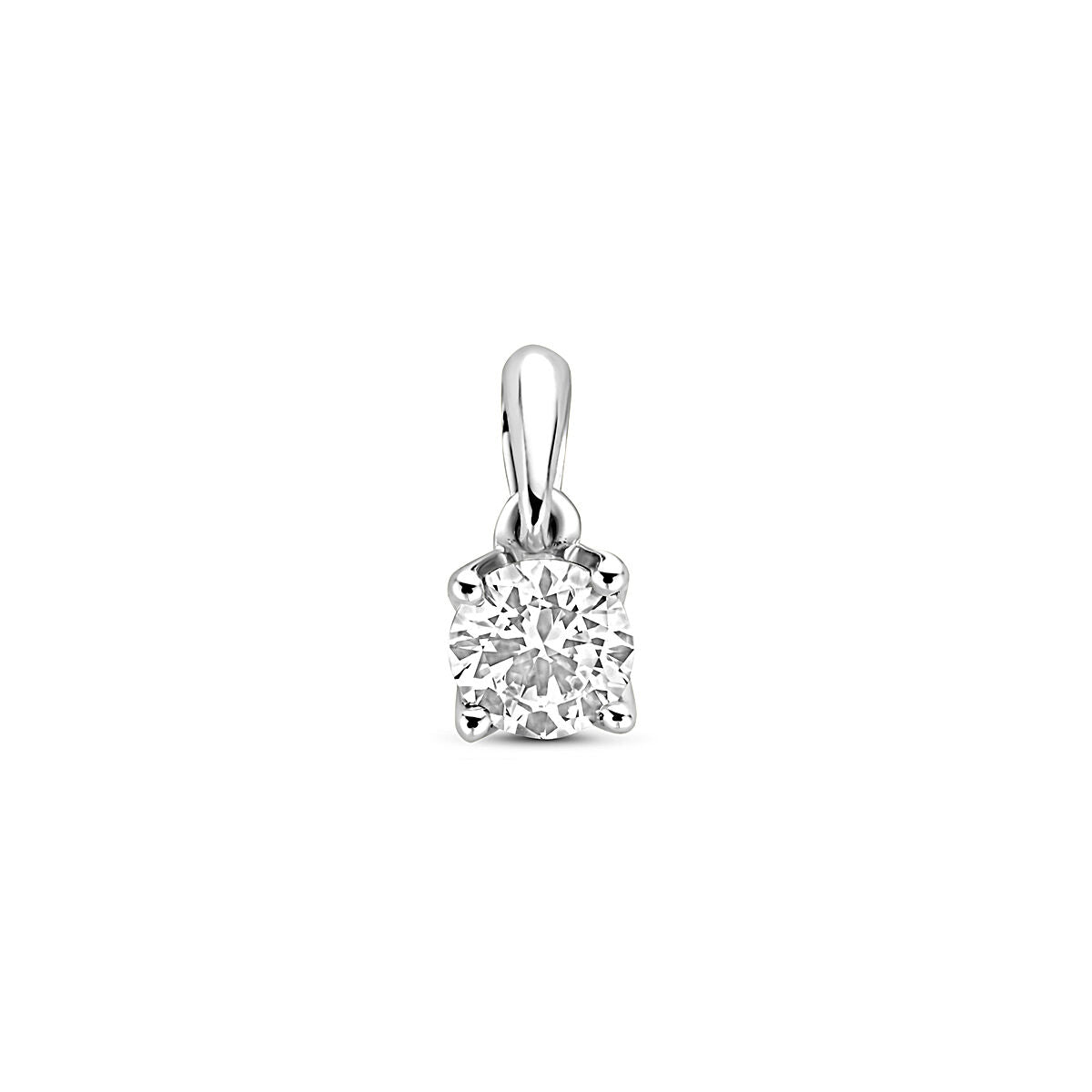 Hanger van 14K witgoud met een lab-grown diamant van 0,25 ct, rond en 9,5 mm groot.