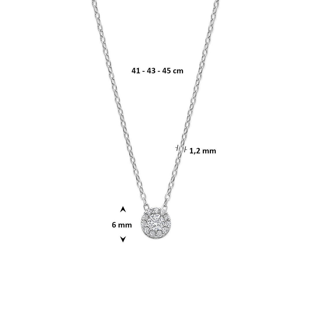 Gerhodineerd zilveren damescollier met zirkonia in entouragezetting