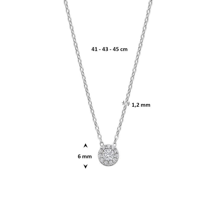 Gerhodineerd zilveren damescollier met zirkonia in entouragezetting