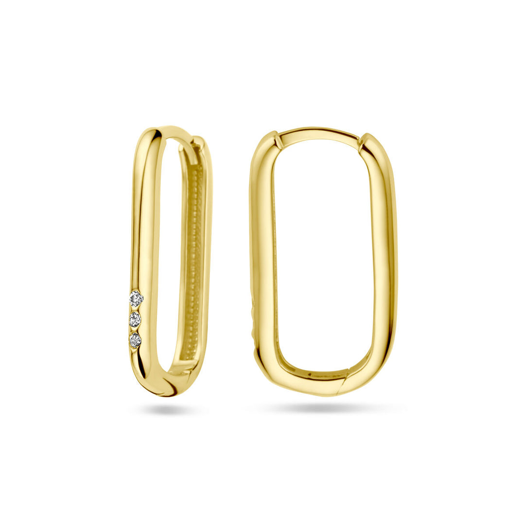 drop earrings paperclip zirconia 14K yellow gold