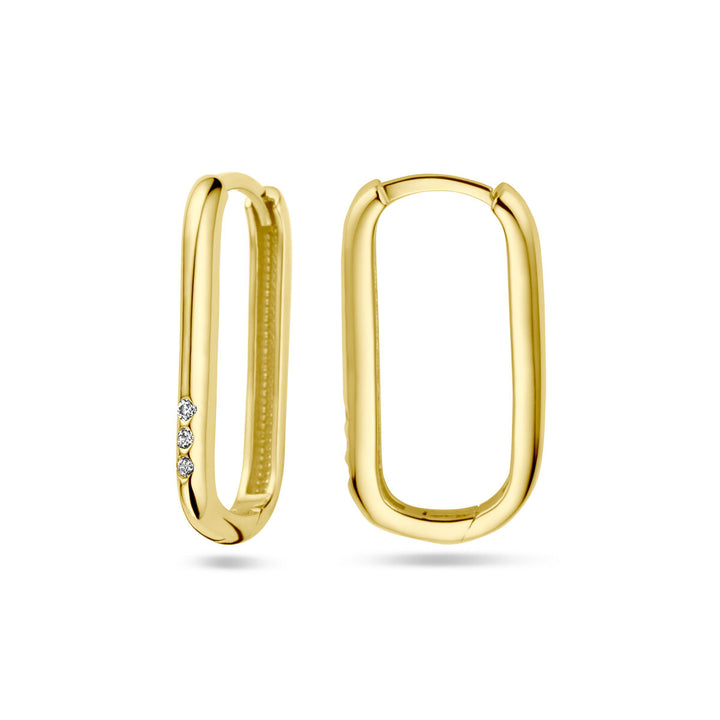 drop earrings paperclip zirconia 14K yellow gold