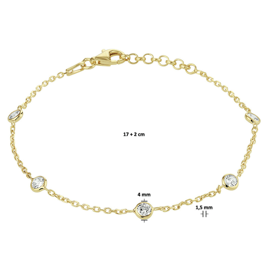 Armband Zirkonia 17 + 2 cm 3 Micron Silber vergoldet (gelb)