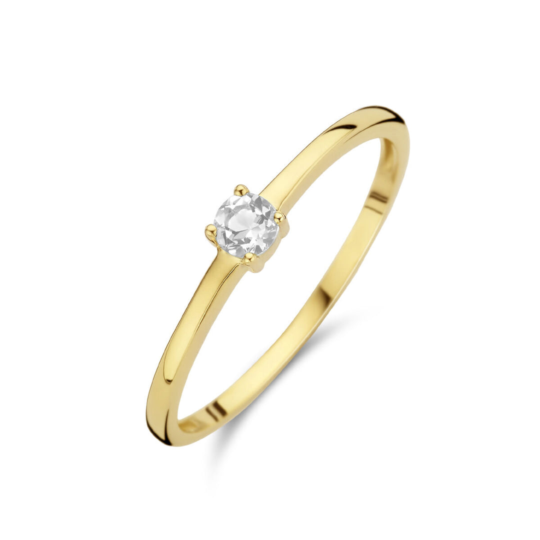 ring with birthstone zirconia April 14K yellow gold