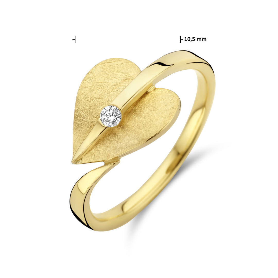 Ring Herz zerkratzter Diamant 0,04 ct h SI 14K Gelbgold