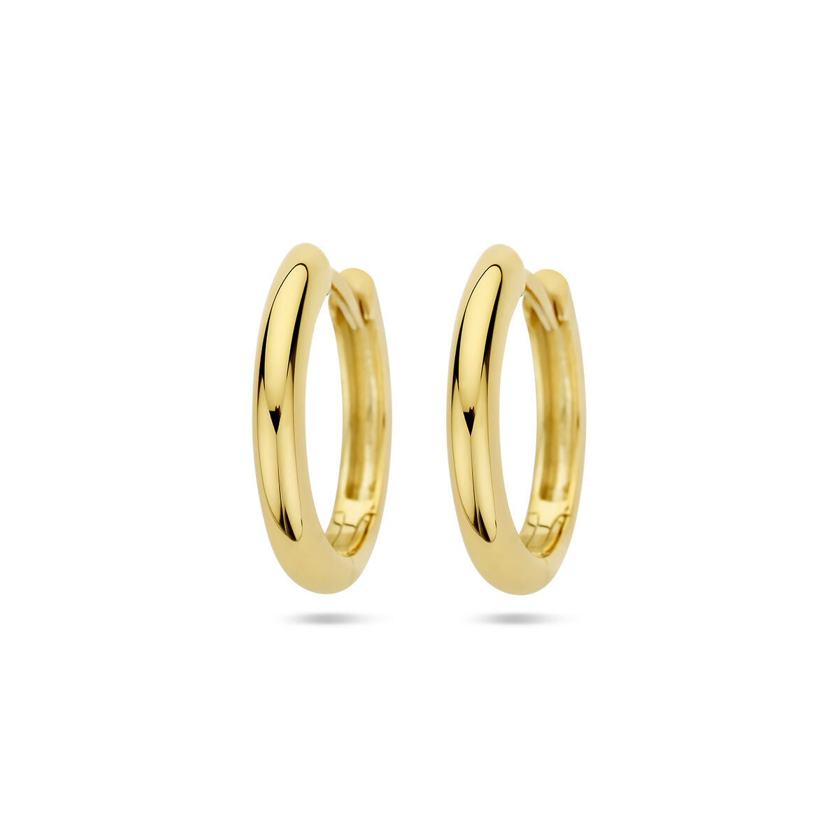 Gouden klapoorringen van 2,5 mm met een half ronde vorm en een glanzende afwerking.
