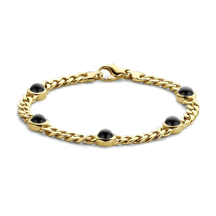 Gouden armband dames onyx 14K