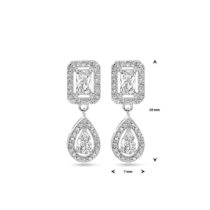 oorhangers zirkonia 20 mm zilver gerhodineerd