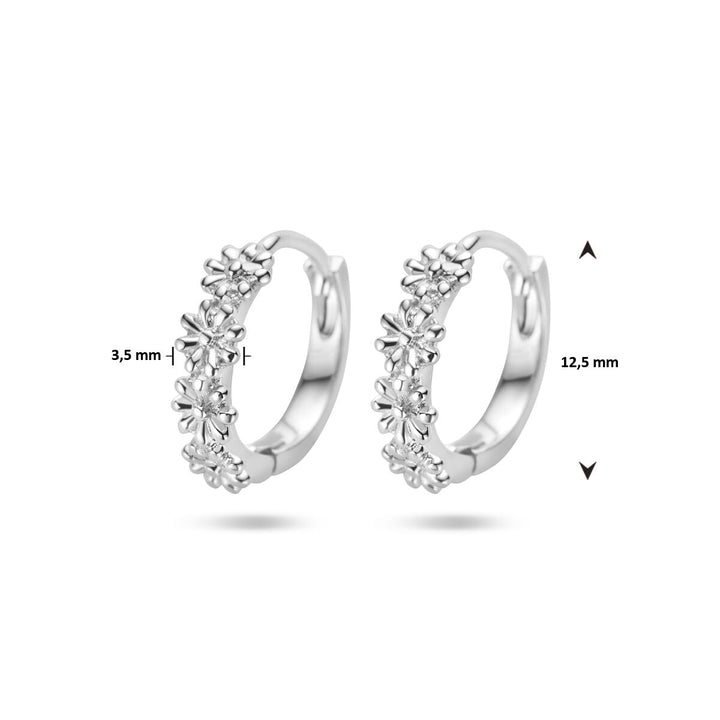 klapoorringen bloemen zilver gerhodineerd