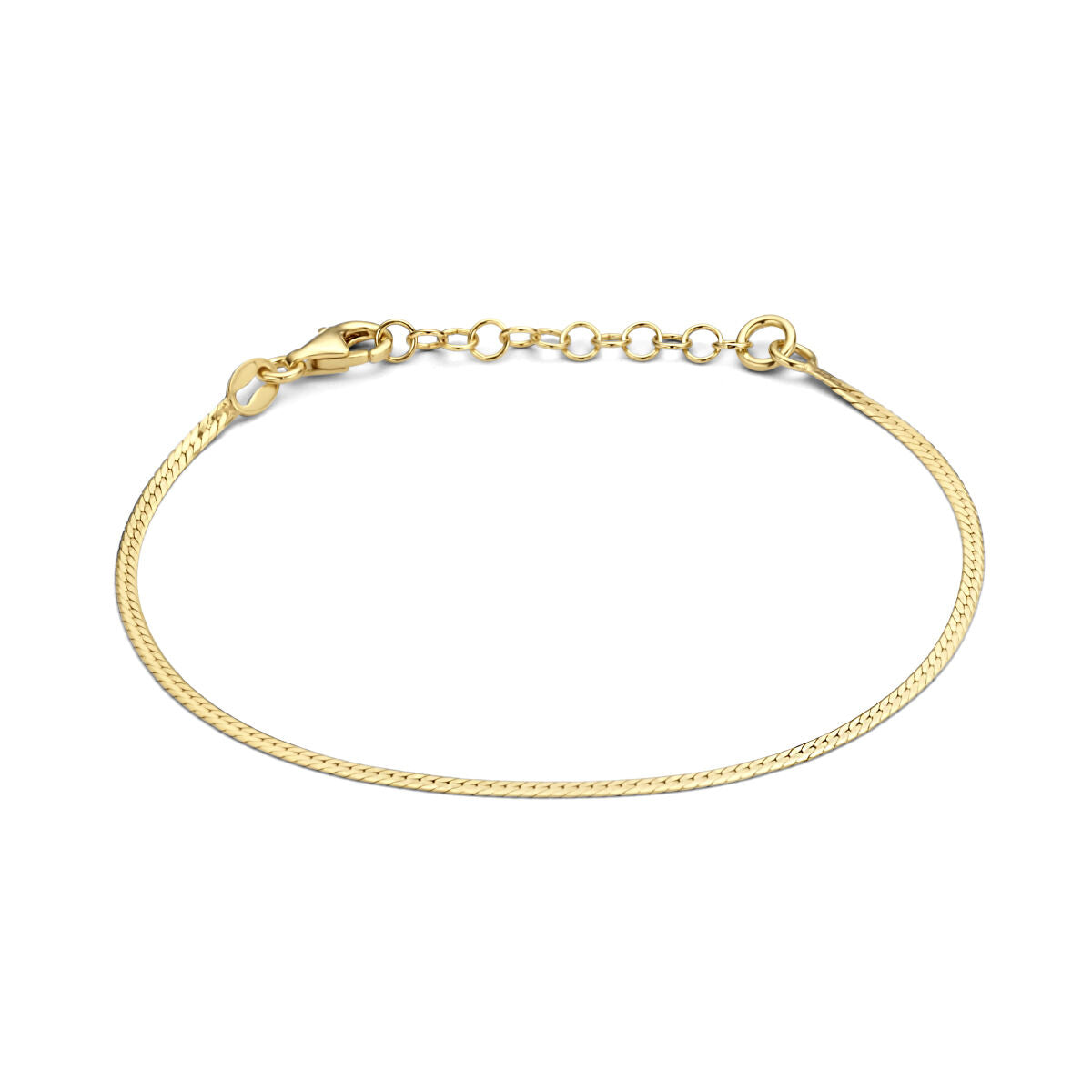 armband plat 1,7 mm 16 + 3 cm 3 micron zilver verguld (geel)