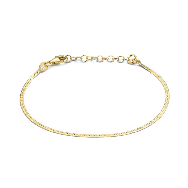 armband plat 1,7 mm 16 + 3 cm 3 micron zilver verguld (geel)