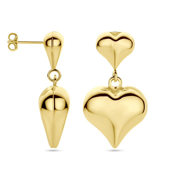oorhangers hart 35 mm 1 micron zilver verguld (geel)