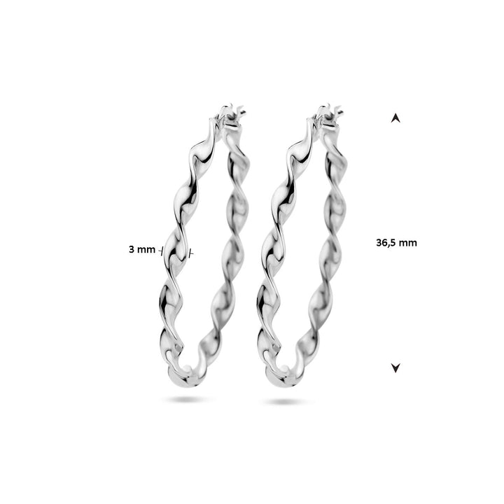 earrings twisted silver rhodium plated