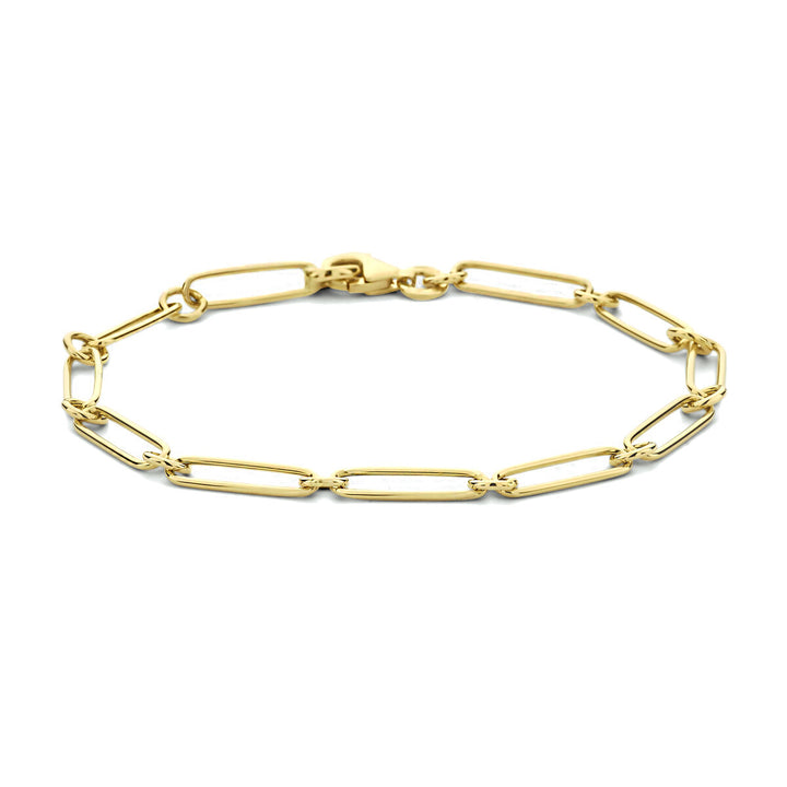 Gold bracelet ladies paper clip flat tube 14K