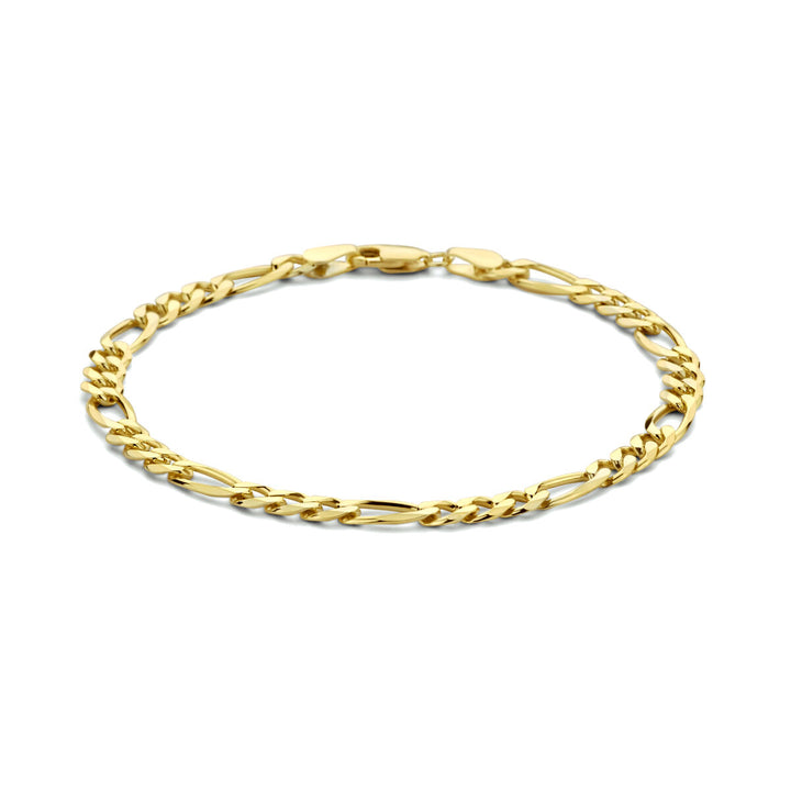 Silver men's bracelet figaro 5.0 mm 3 micron gold plated (yellow)