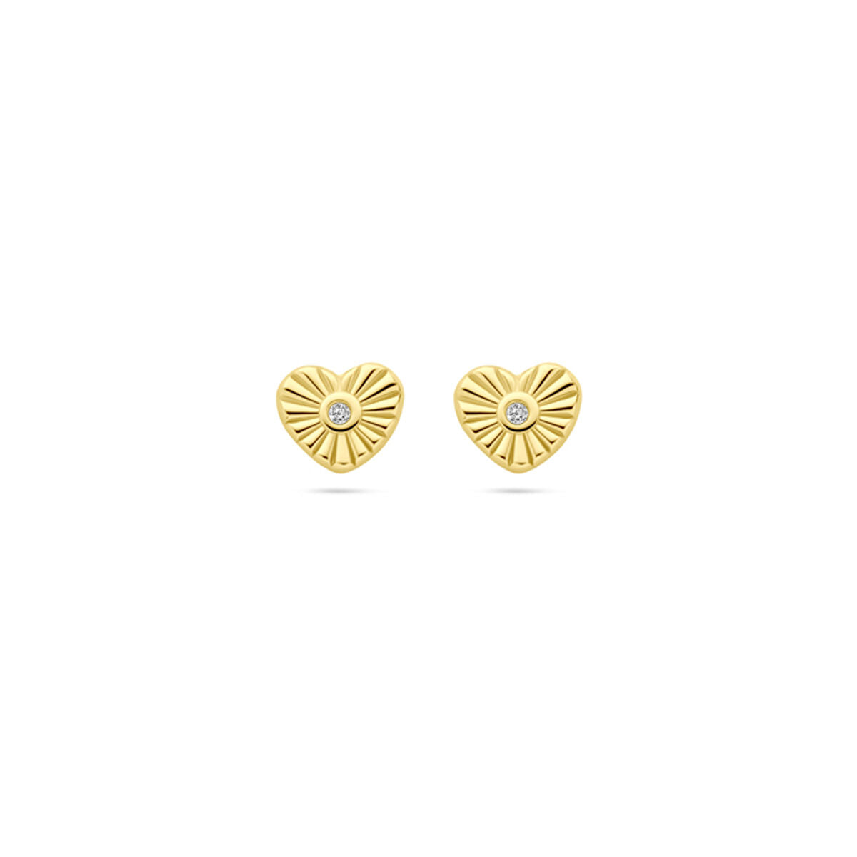 oorknoppen hart zirkonia 4,5 mm 14K geelgoud