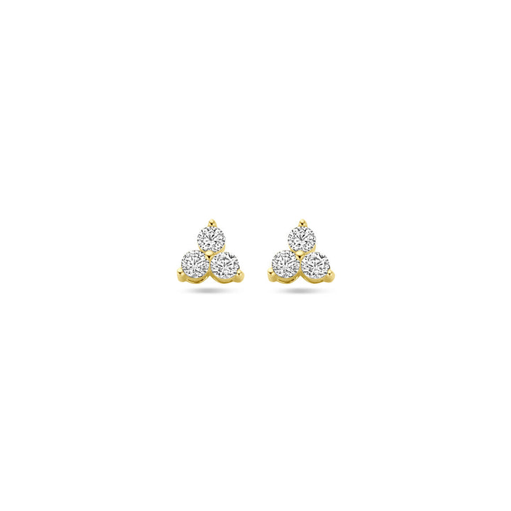 ear studs zirconia 14K yellow gold