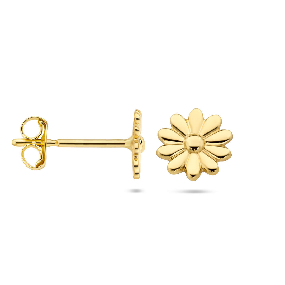 flower stud earrings 14K yellow gold