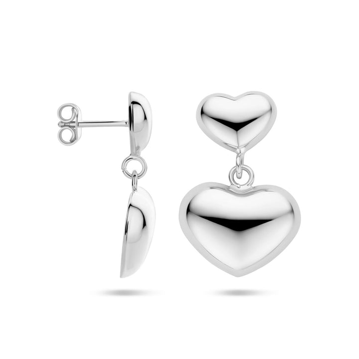 oorhangers hartjes 26 mm zilver gerhodineerd